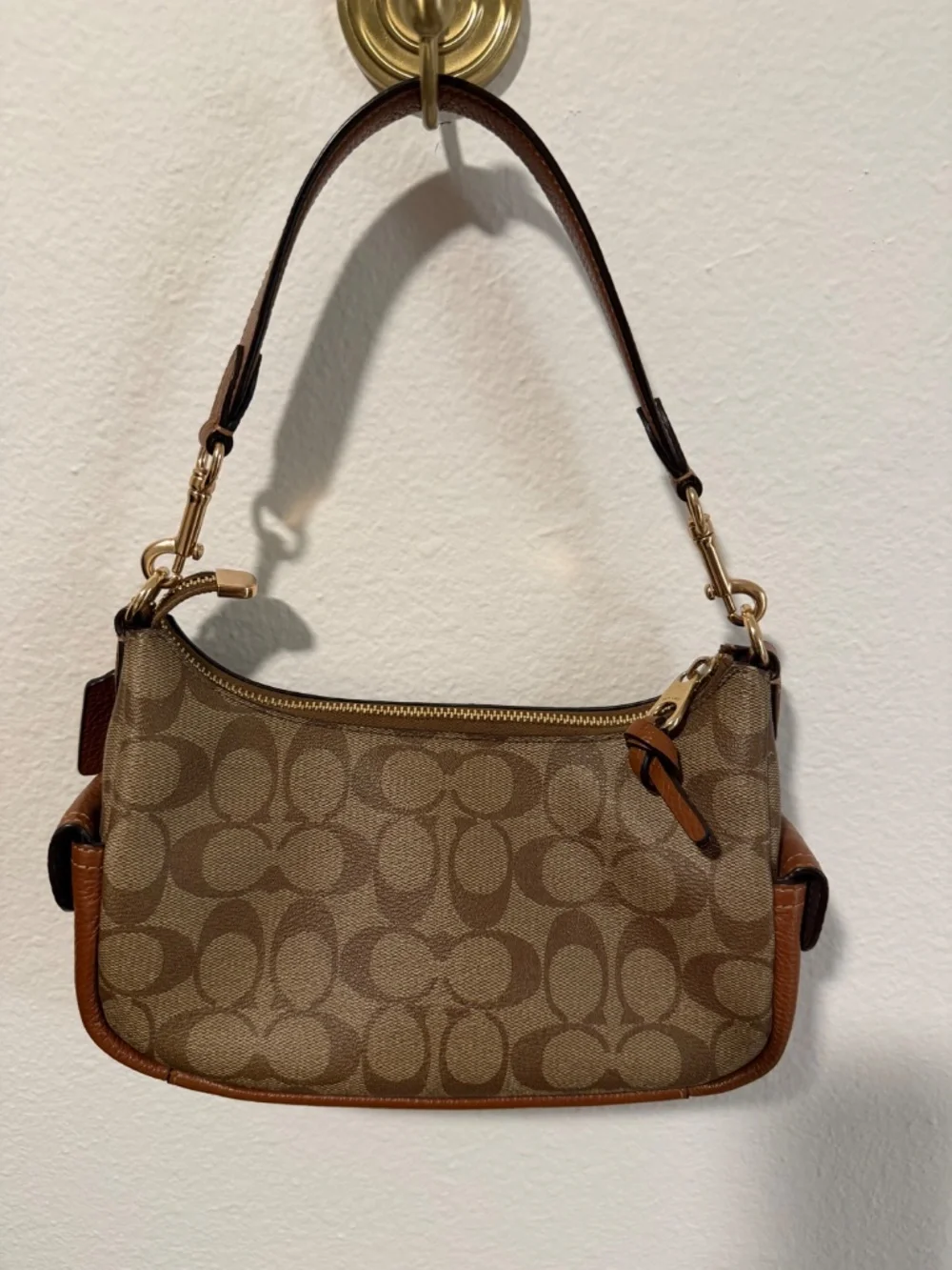 Coach Pennie Shoulder Bag in Signature Canvas and Pebble Leather